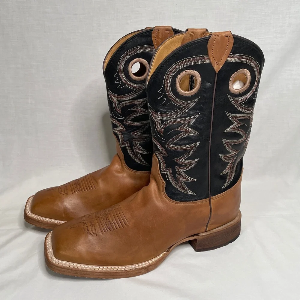 Justin Size 10 EE Caddo BENT RAIL Western SQUARE TOE Boot Copper Brown BR740 - Picture 2 of 12